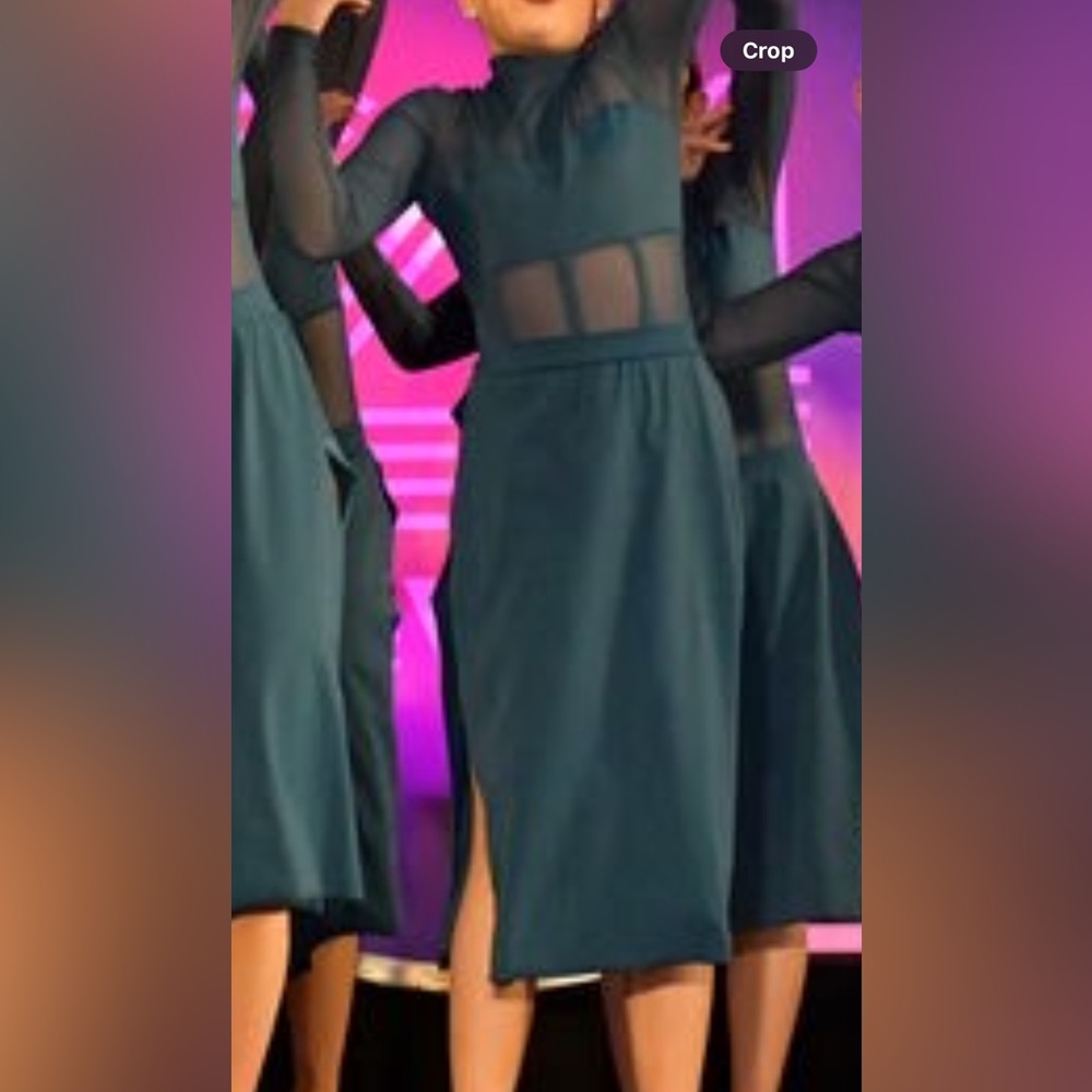 Elegant Teal Long Sleeve Dress